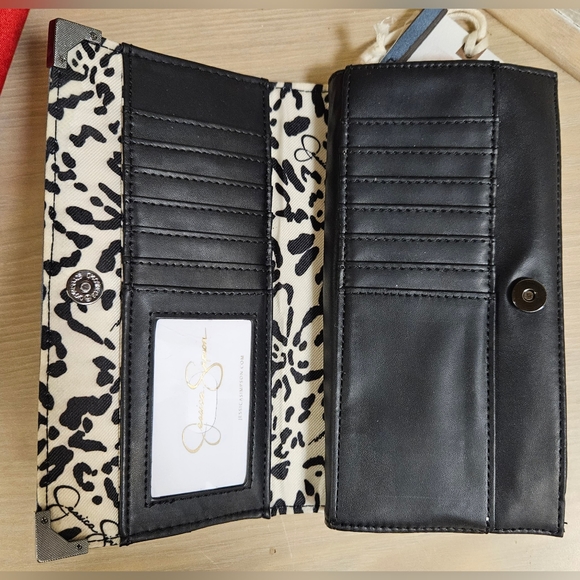 JESSICA SIMPSON DENIM BLUE GUNMETAL SILVER CREDIT CARD ID ZIP AROUND WALLET - Picture 12 of 16